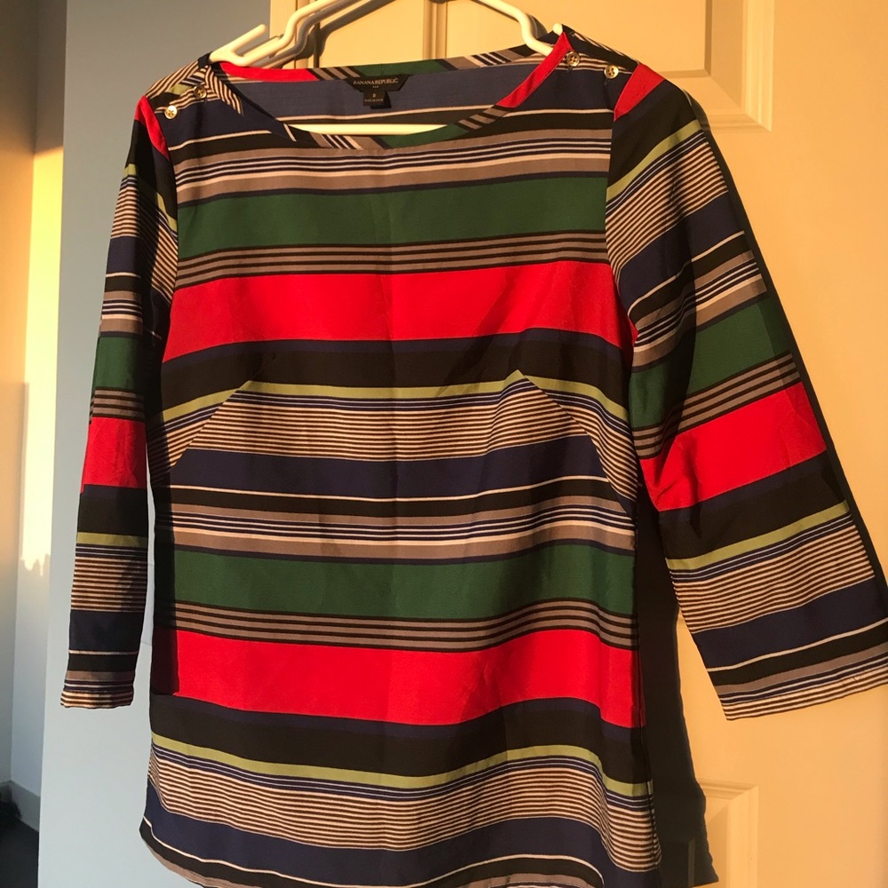 Striped 3/4 sleeve blouse